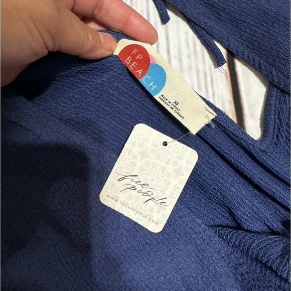 FREE PEOPLE “ Venus One Piece” women’s butterfly sleeve jumpsuit in blue XS nwt - Picture 10 of 16